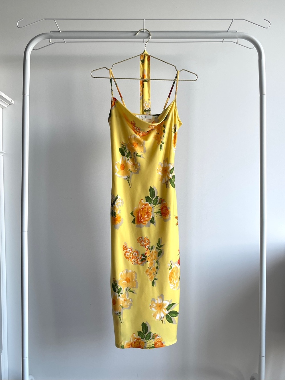 Simple Retro Yellow Floral Slip Dress